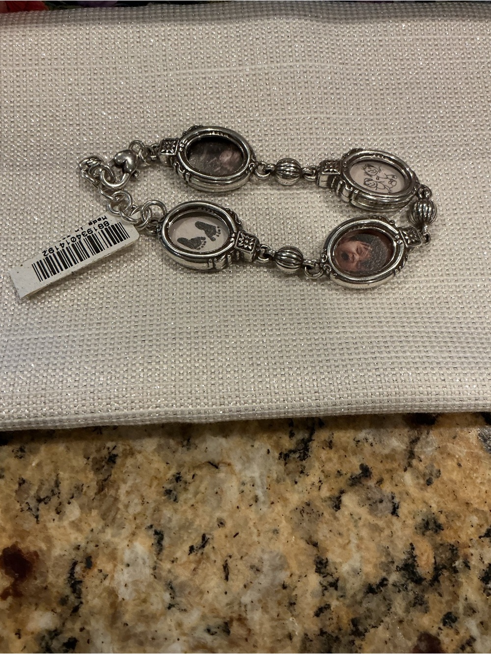 Brighton Silver-Tone Oval Photo Charm Bracelet